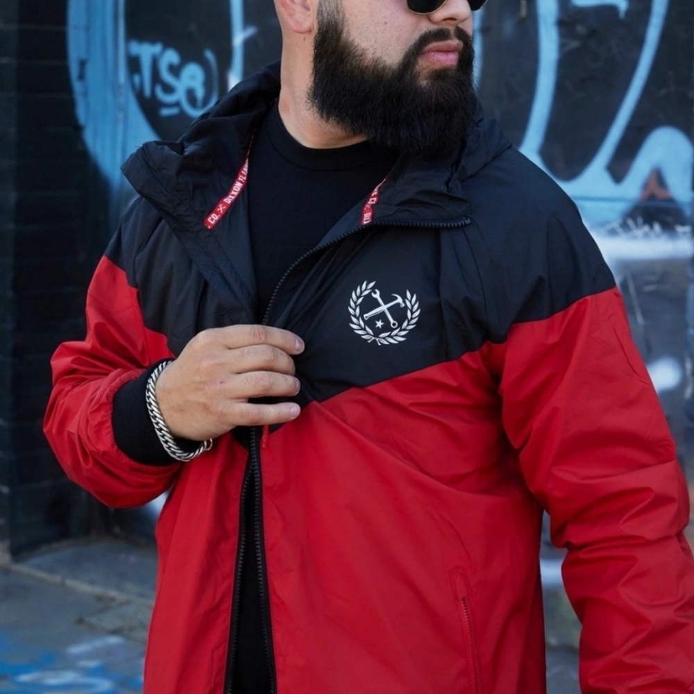 Dixxon Jumpman Windbreaker Jacket‎ Red Black Men's Small